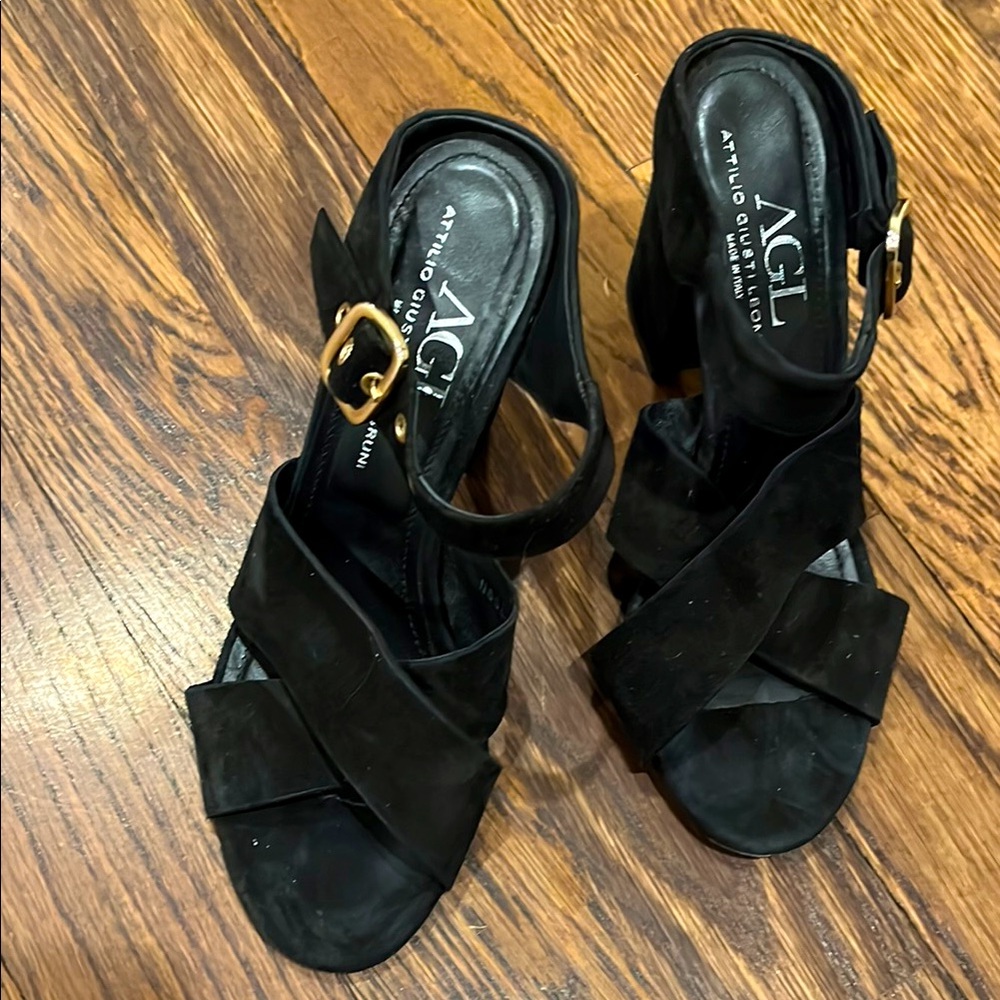AGL Black Strappy Heels